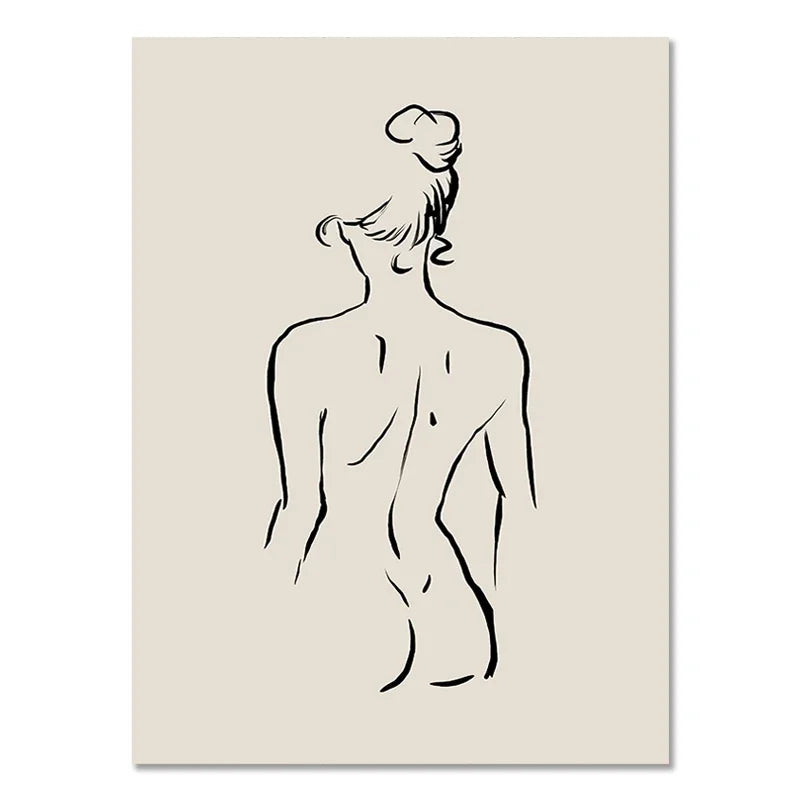 Abstract Geometric Beige Black Boho Minimalist Poster