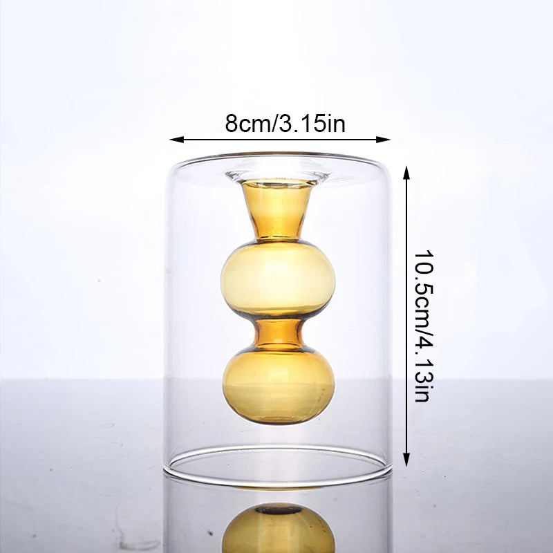Double Layer Colored Glass Vase