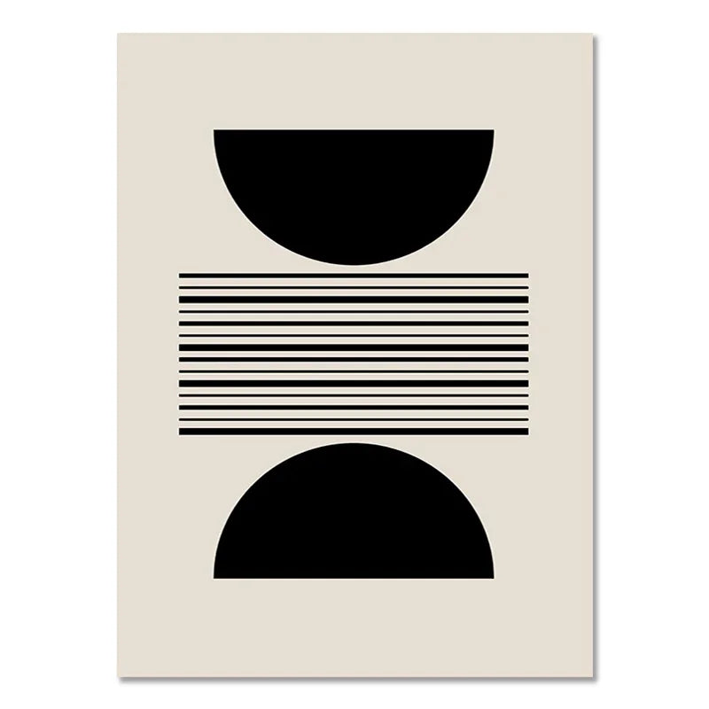 Abstract Geometric Beige Black Boho Minimalist Poster