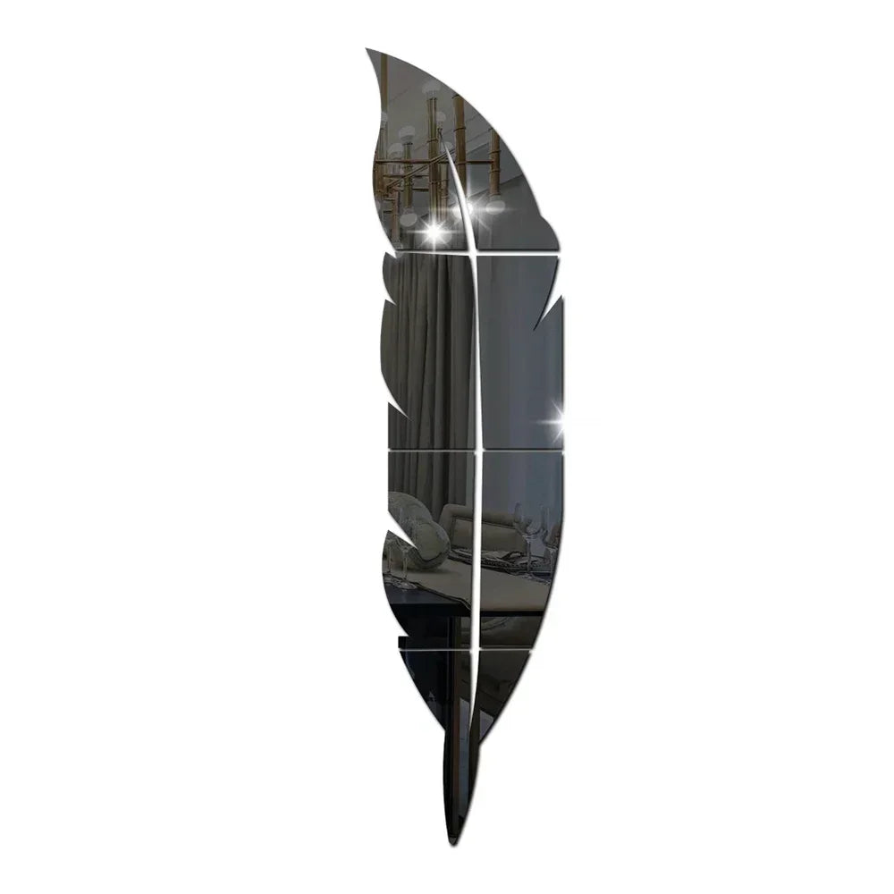 DIY Feather Plume 3D Mirror Wall Sticker