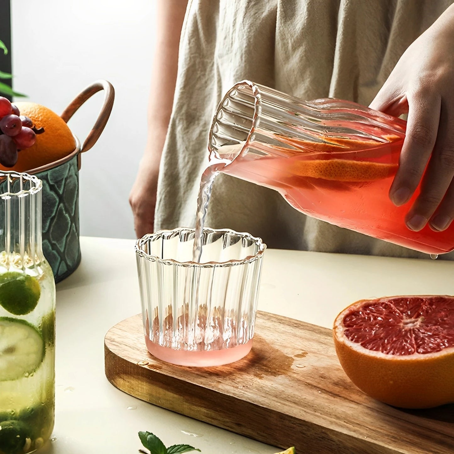 Elegant Glass Carafe Set with Cup