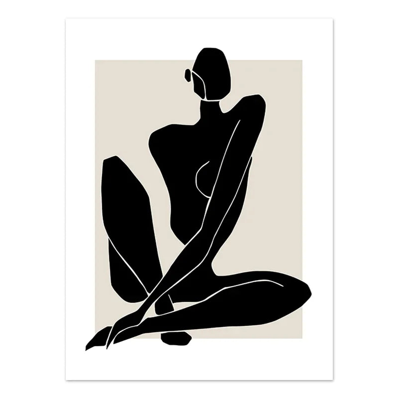 Abstract Geometric Beige Black Boho Minimalist Poster