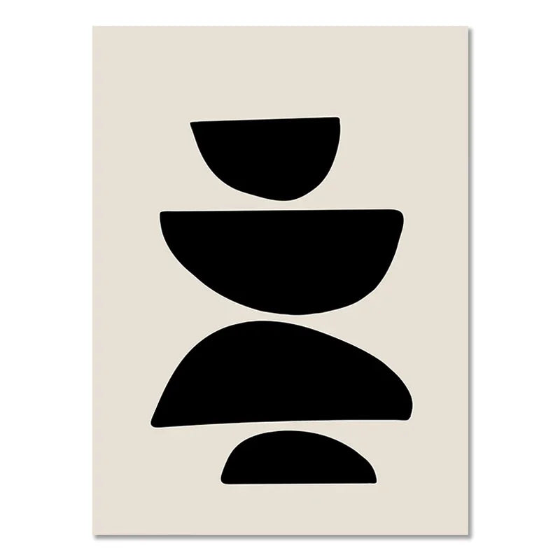 Abstract Geometric Beige Black Boho Minimalist Poster