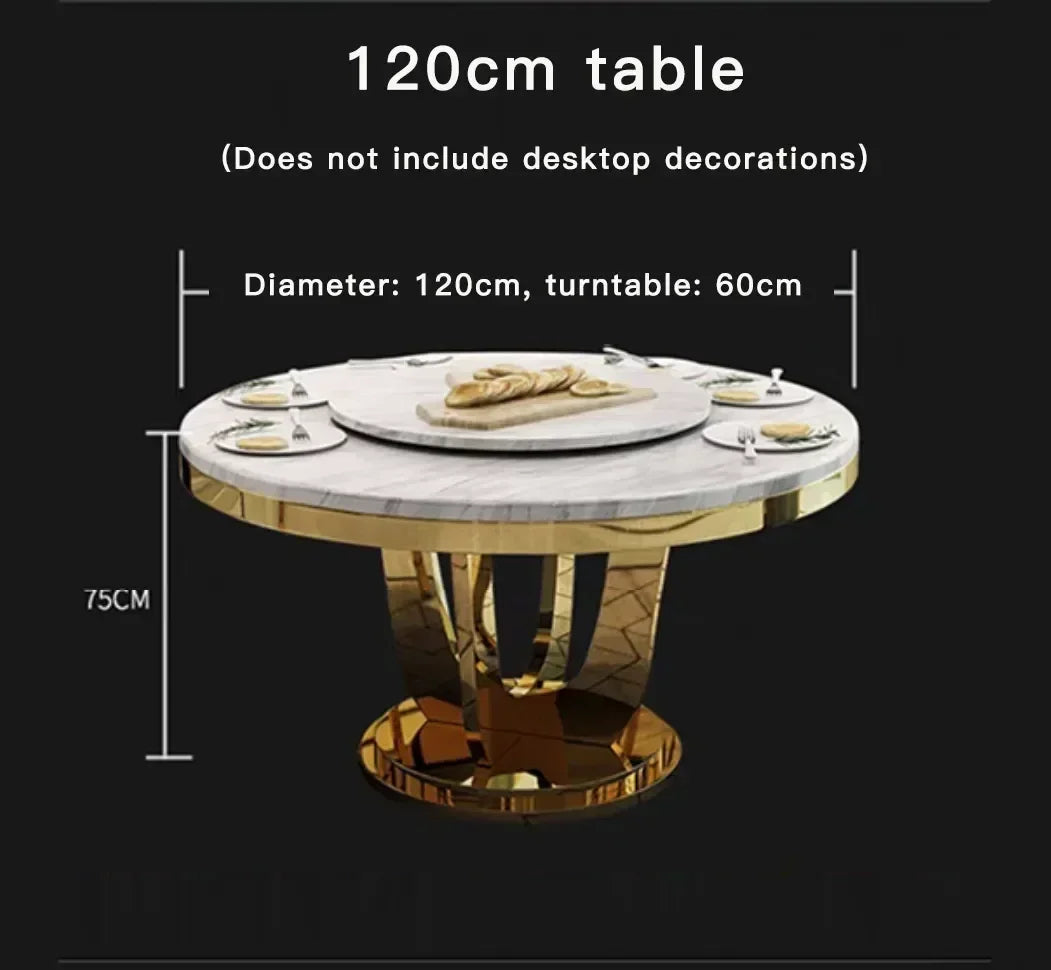 Elegant Marble Dining Set with Turntable
