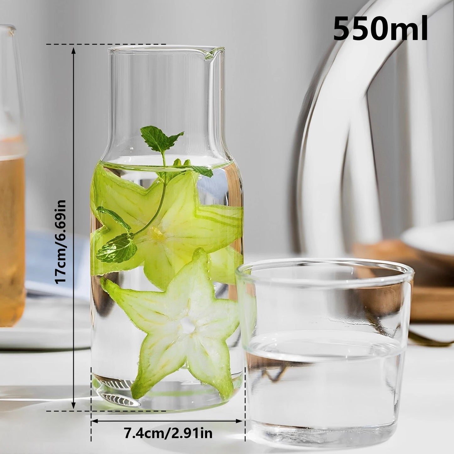 Elegant Glass Carafe Set with Cup