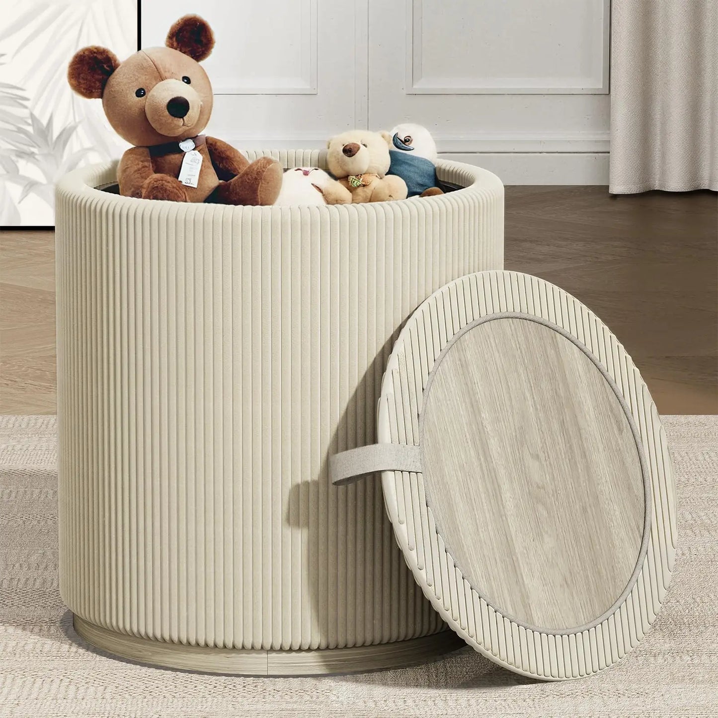 Cozy Cashmere Round Storage Ottoman