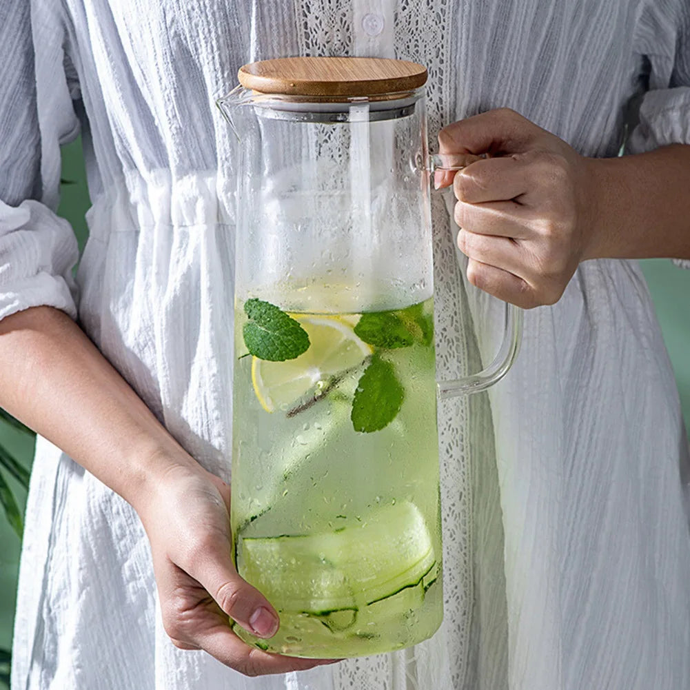 1.7L Glass Water Pitcher with Handle