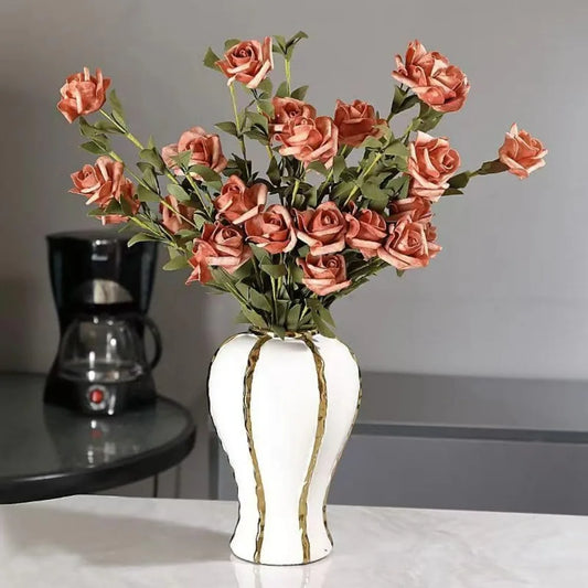 Handmade 14 inch Ceramic Vase with Gold