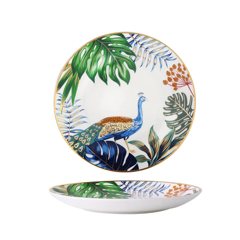 Forest Animal Pattern Ceramics Dinner Plates