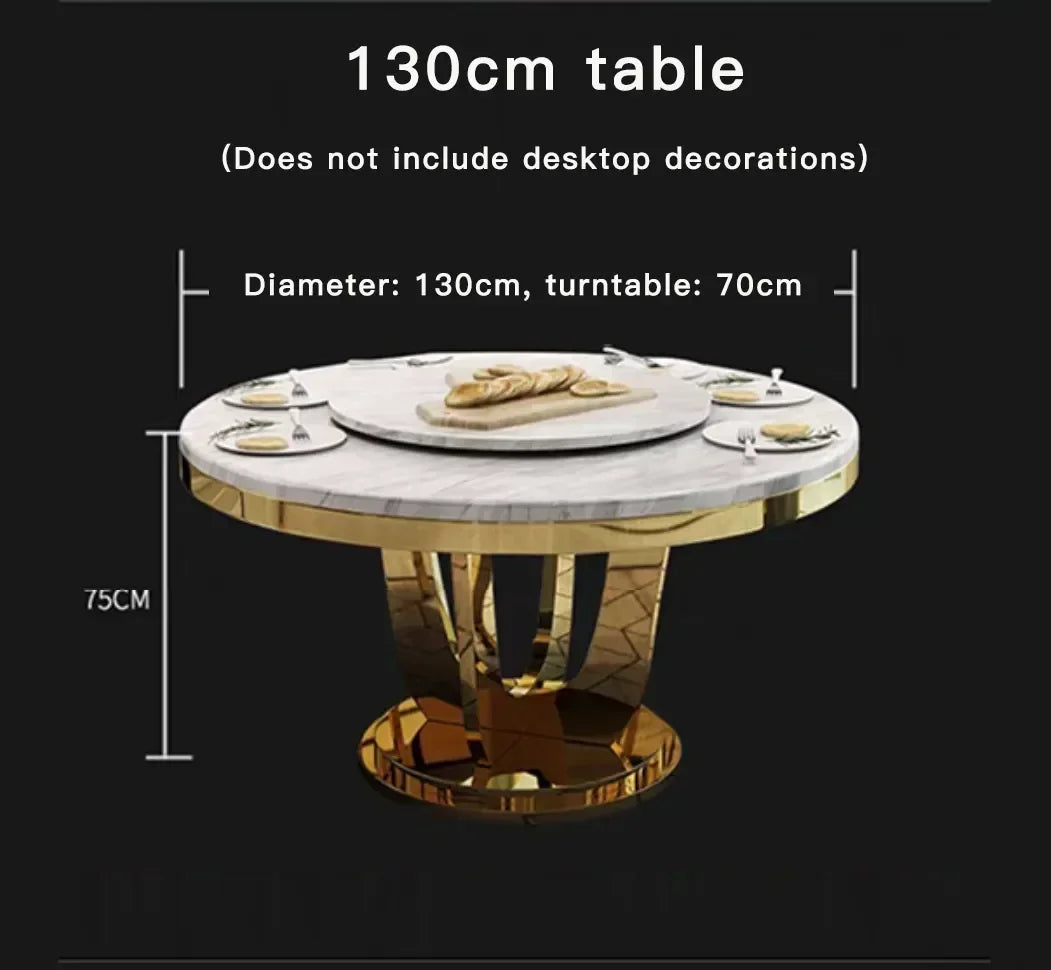 Elegant Marble Dining Set with Turntable
