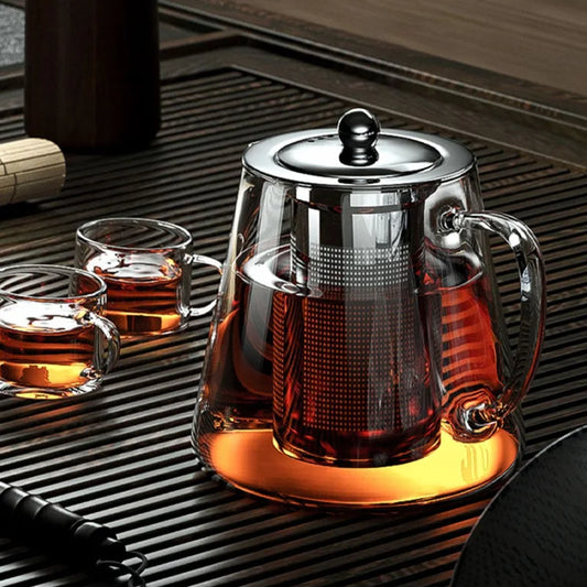 Heat-Resistant Clear Glass Tea Pitcher