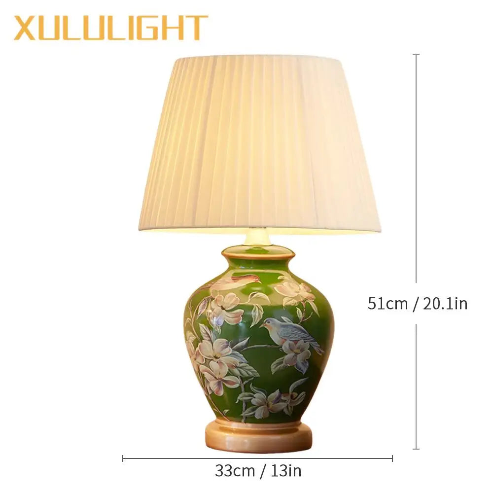 Elegant European Ceramic Flower Table Lamp