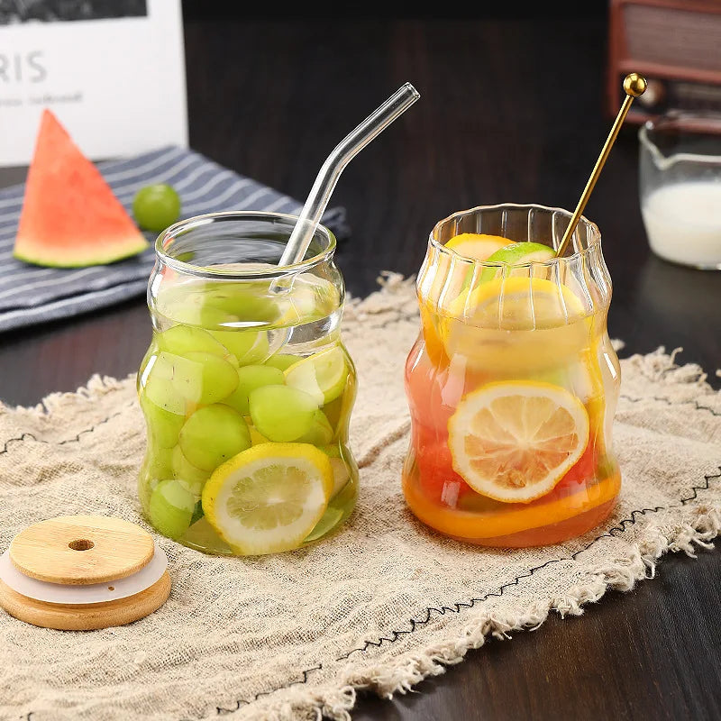 Creative Glass Cup With Bamboo Lid