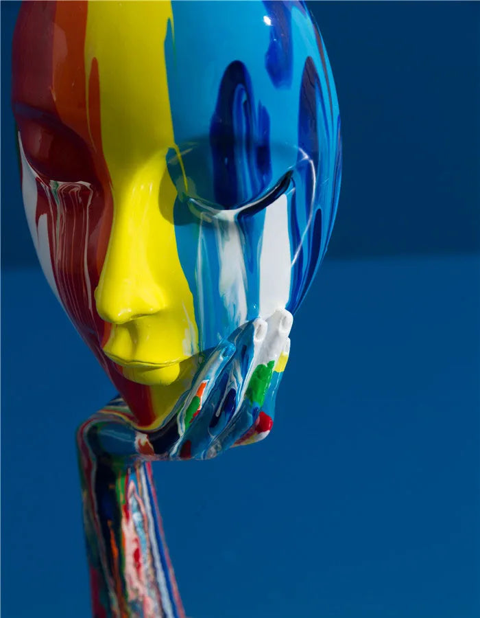 Creative Painted Colorful Woman Face Statues