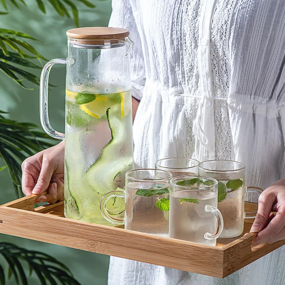 1.7L Glass Water Pitcher with Handle
