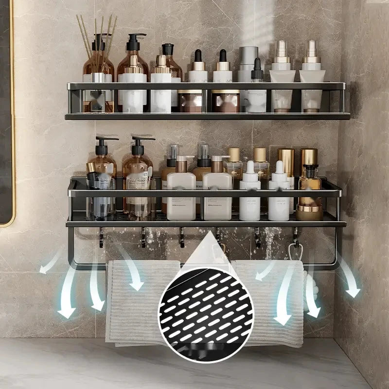 Black Wall-mounted Kitchen Shelves