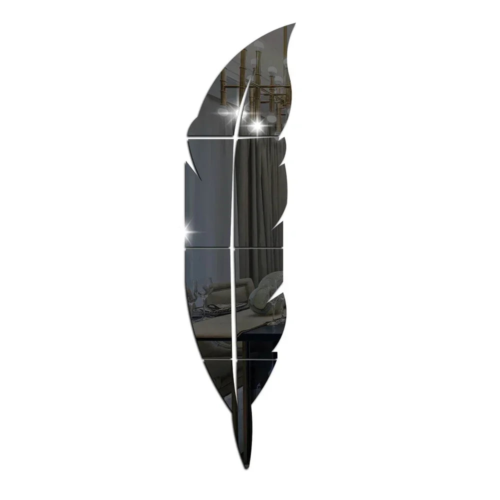 DIY Feather Plume 3D Mirror Wall Sticker