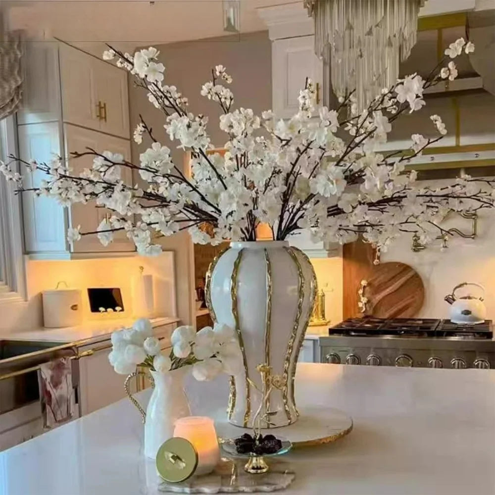 Handmade 14 inch Ceramic Vase with Gold