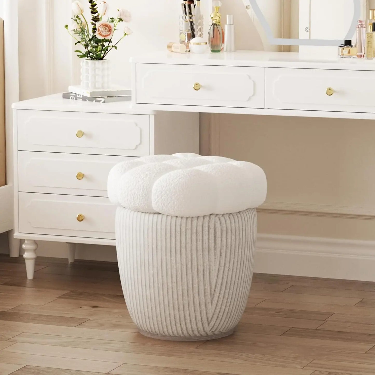 Cozy Cashmere Round Storage Ottoman