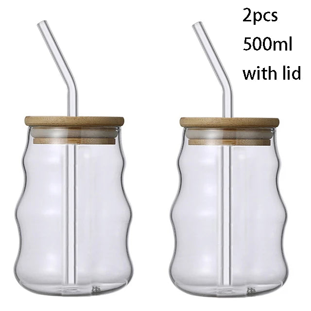 Creative Glass Cup With Bamboo Lid