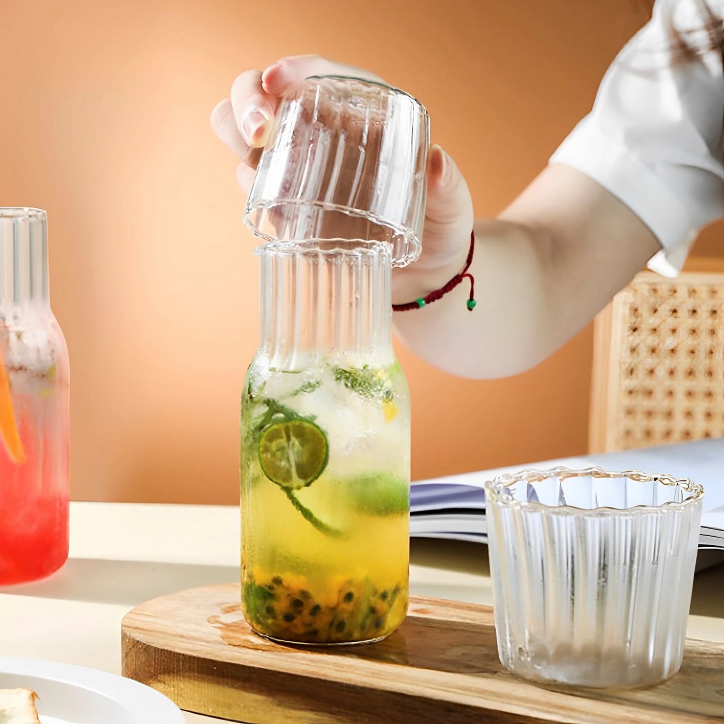 Elegant Glass Carafe Set with Cup