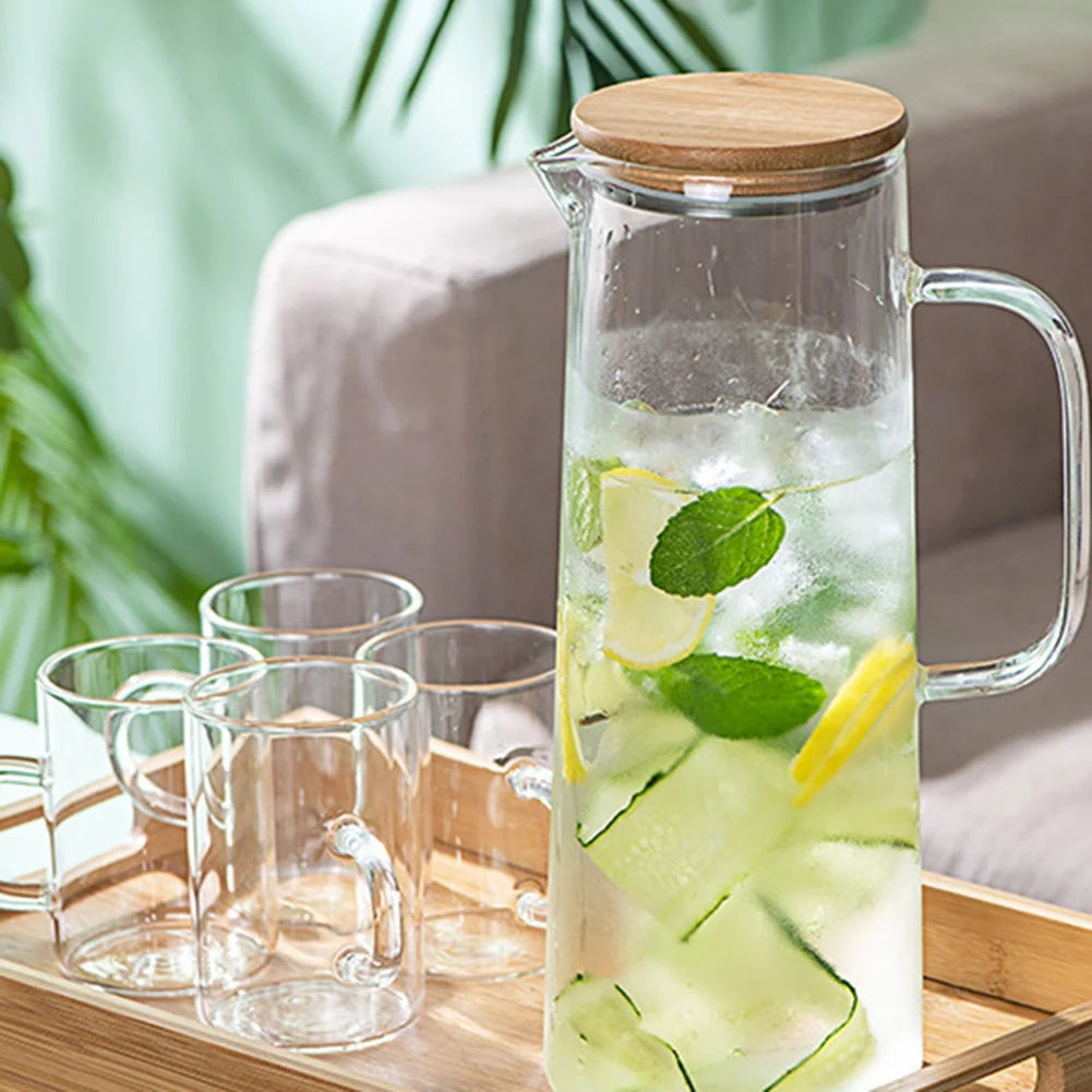 1.7L Glass Water Pitcher with Handle