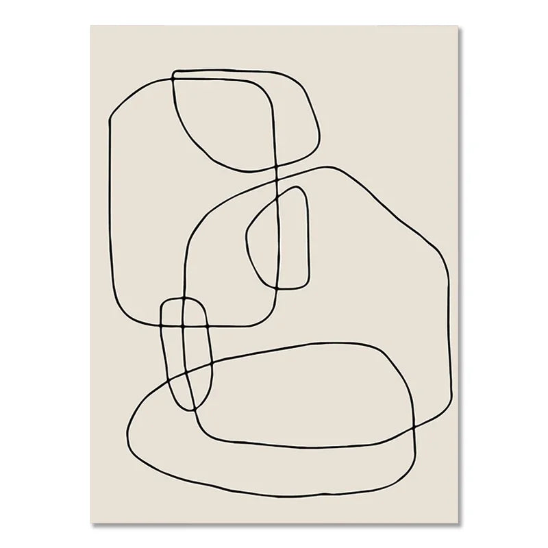 Abstract Geometric Beige Black Boho Minimalist Poster