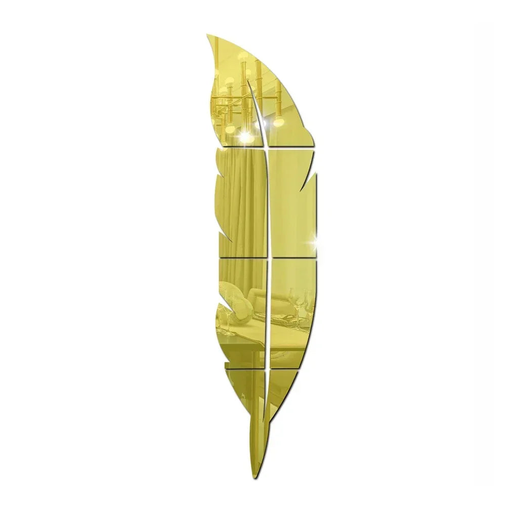DIY Feather Plume 3D Mirror Wall Sticker