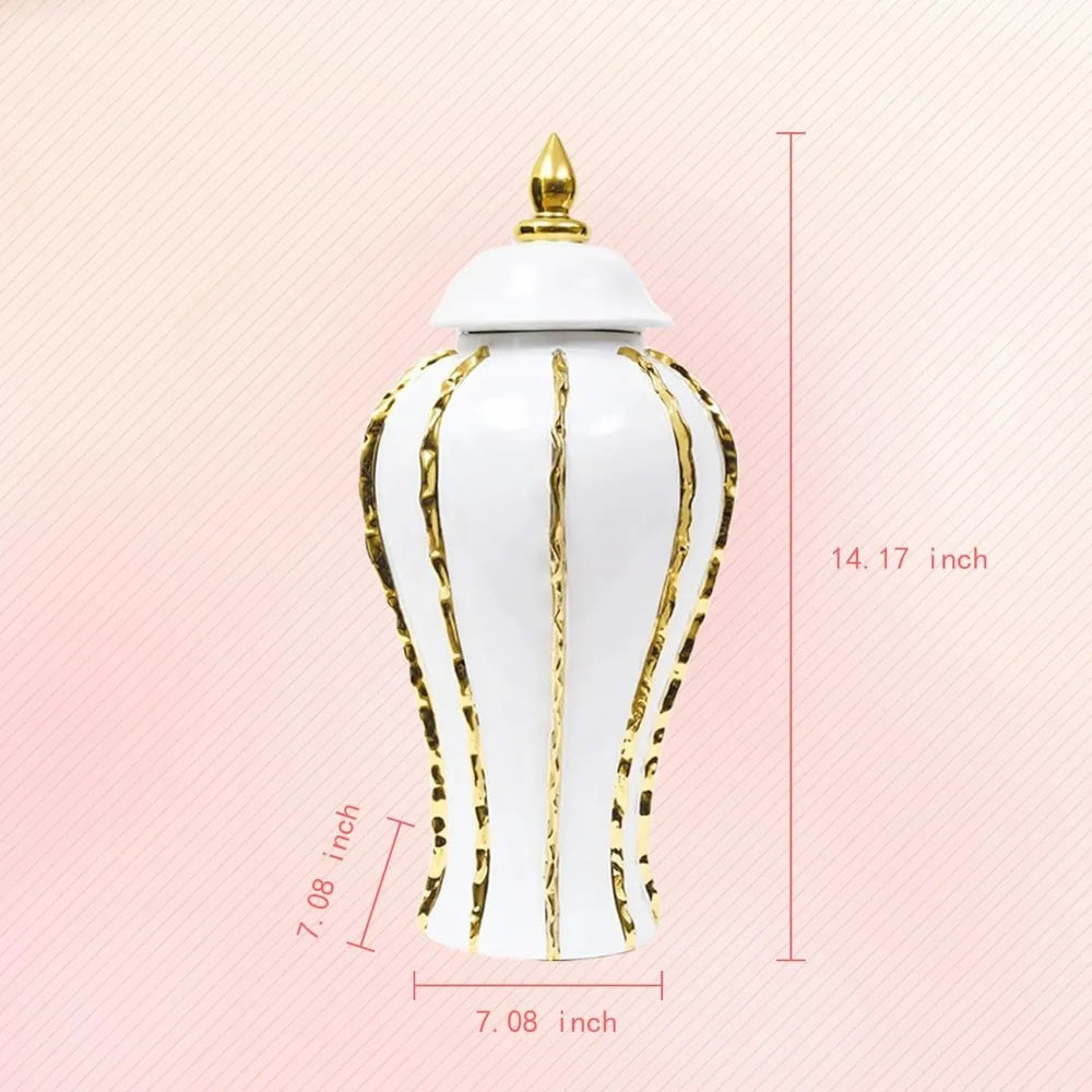 Handmade 14 inch Ceramic Vase with Gold