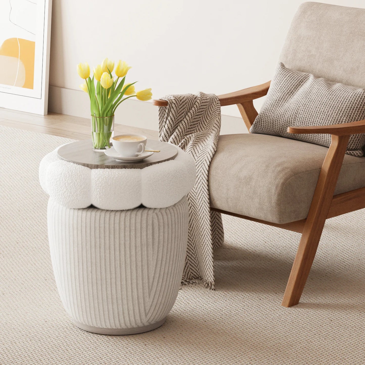 Cozy Cashmere Round Storage Ottoman