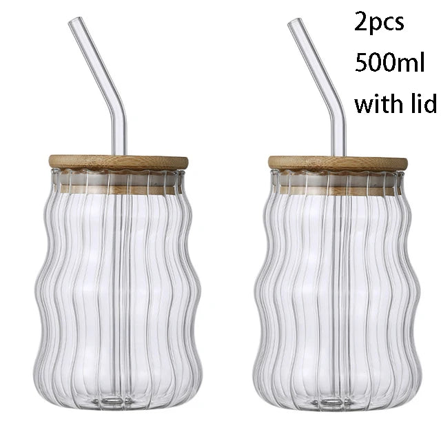 Creative Glass Cup With Bamboo Lid