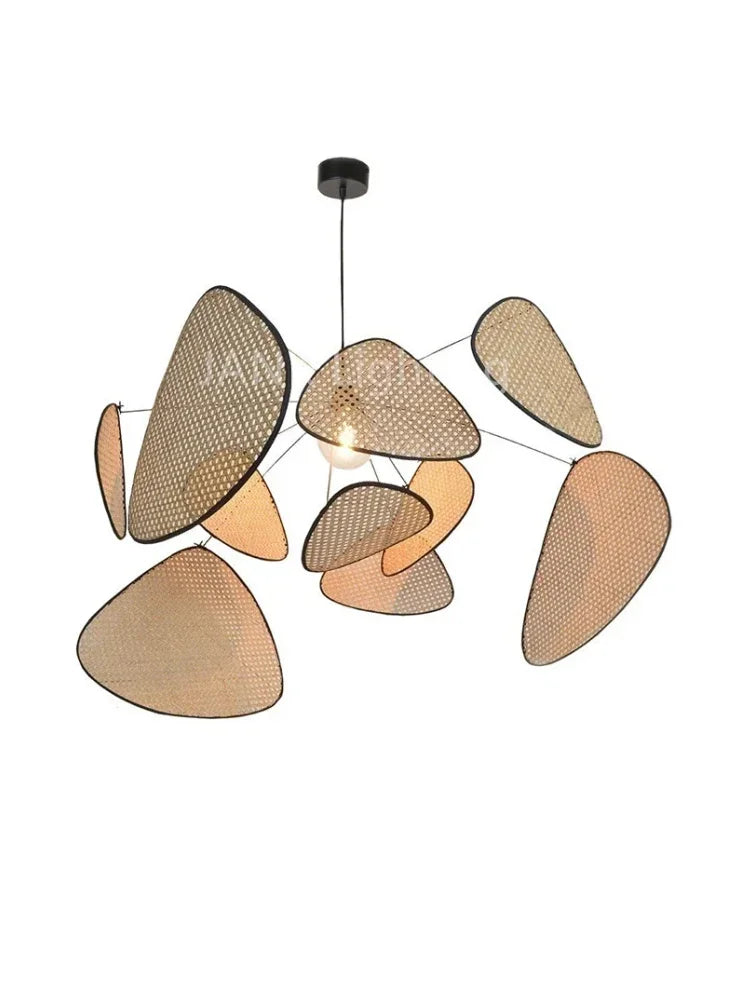 French Designer Rattan Wicker Chandelier