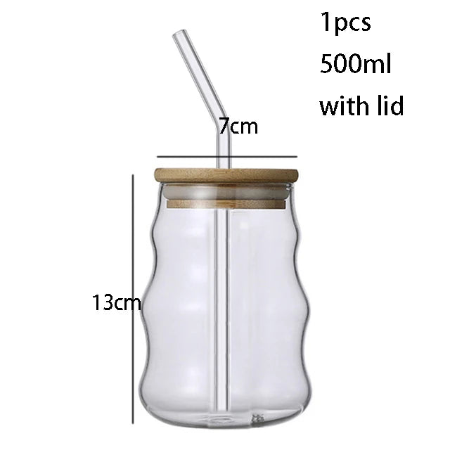 Creative Glass Cup With Bamboo Lid