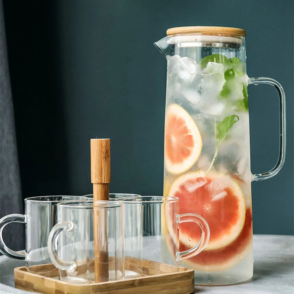 1.7L Glass Water Pitcher with Handle
